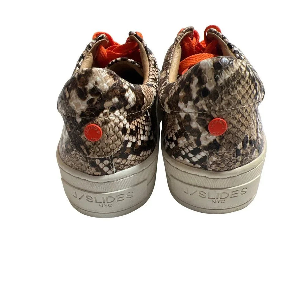 J Slides Hilton Snakeskin Brown Leather upper Platform Womens Sneakers Sneaker